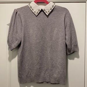 Gray and White Blouse Shirt from Red Dress Boutique Size Medium